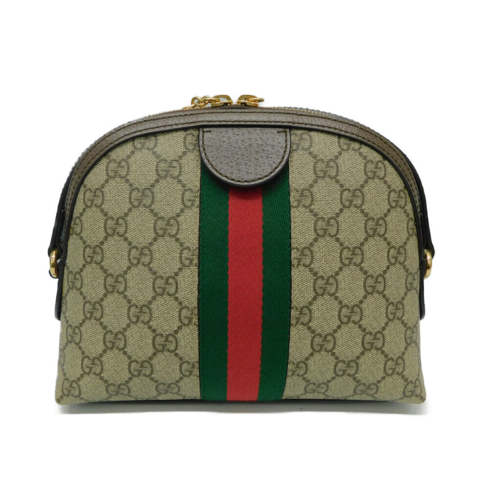 Gucci Leather Offdia Canvas Brown Shoulder Bag GG Supreme